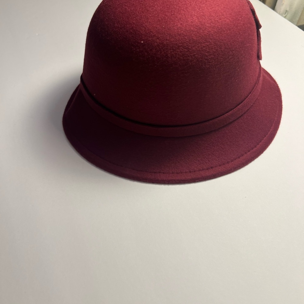 Elegant Burgundy & Tan Cloche Hat with Decorative Detail | Vintage-Inspired Fall - Picture 6 of 10